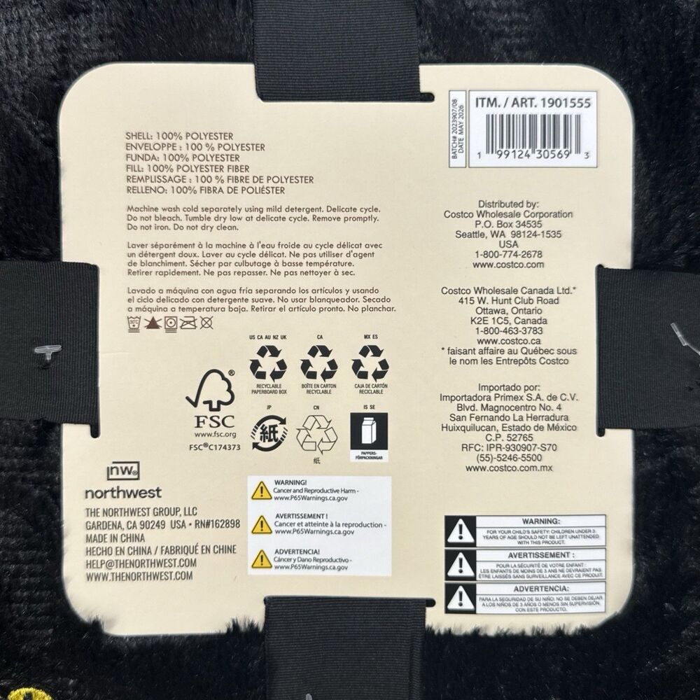 BRAND NEW COSTCO FAUX FUR EMBROIDERED HALLOWEEN BLANKET THROW ๐โโฌ BLACK CAT ๐โโฌ - Picture 5 of 6